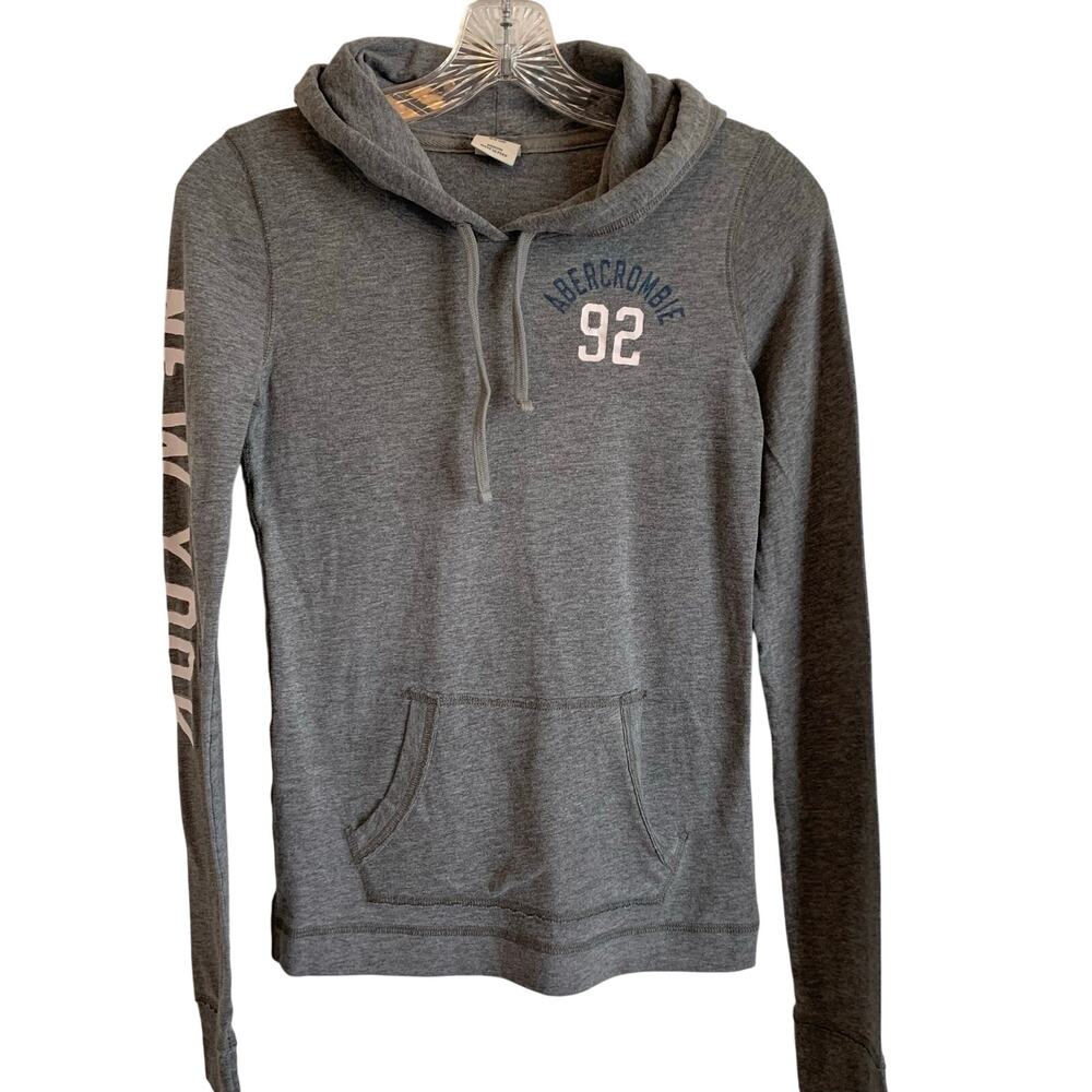 Abercrombie & Fitch Womens Medium Gray New York 92 Hoodie Sweatshirt Pullover